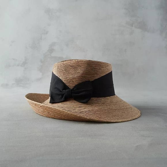 Anthropologie Accessories - COPY - Anthropologie Tula Somerset woven Palm Straw Cloche Summer Hat w/Black R…